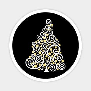 Doodle Christmas Tree-White, Magnet